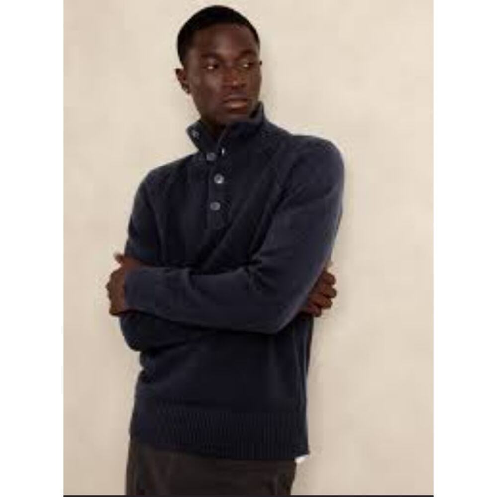Banana Republic pierro wool sweater dark navy blue mens size xl